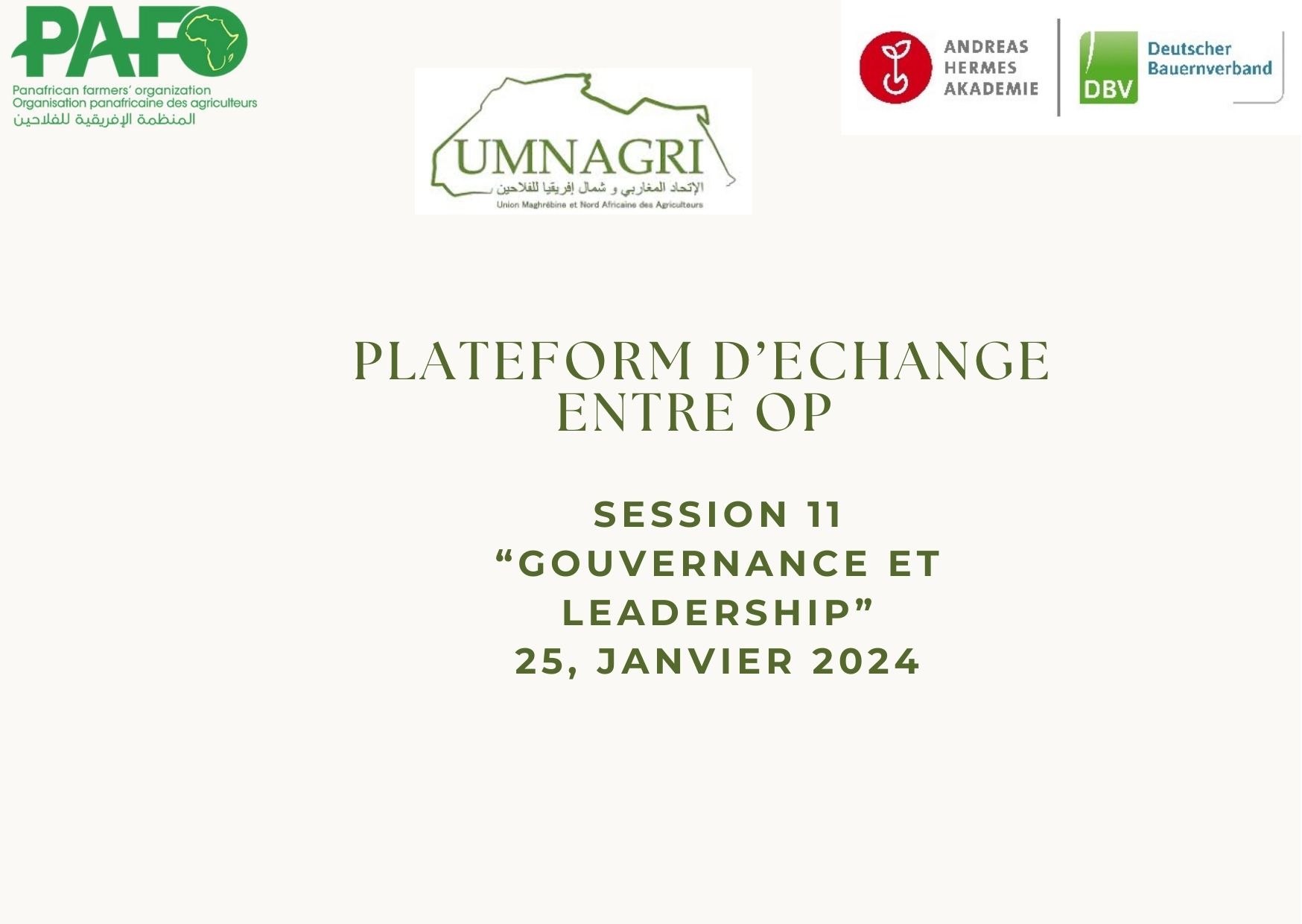 Plateforme d’échange entre OP : Sessions "Management des OPs : Compétences, Rôles et Missions", modérées par l'UMNAGRI FR MINIATURE