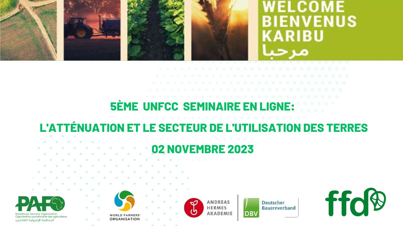 5ème Séminaires en ligne "Atténuation et utilisation des terres dans la CCNUCC" FR. Onlineseminar5